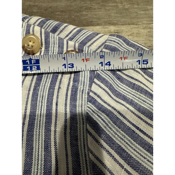 Lands End Blue Striped Short Sleeve Top 100% Linen Blouse Women’s XS Nautical - Picture 9 of 11